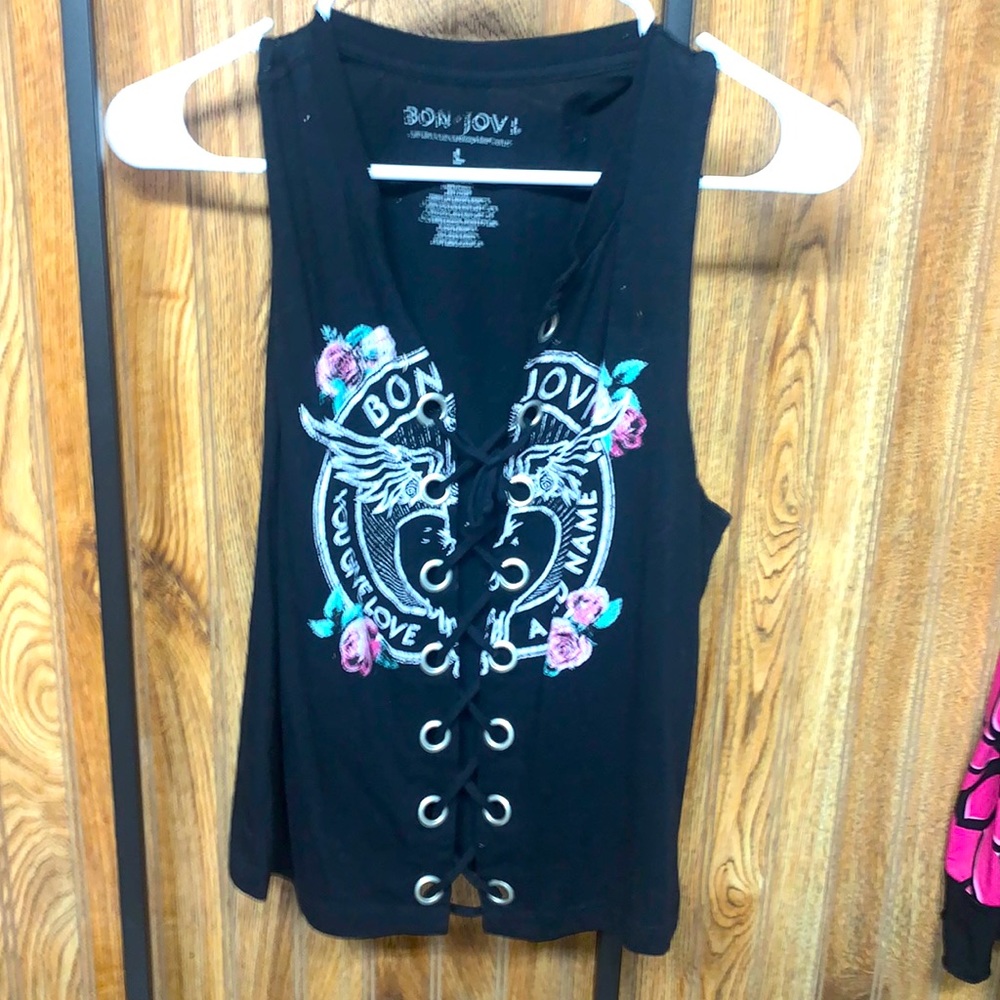 Bon Jovi top with lace up front